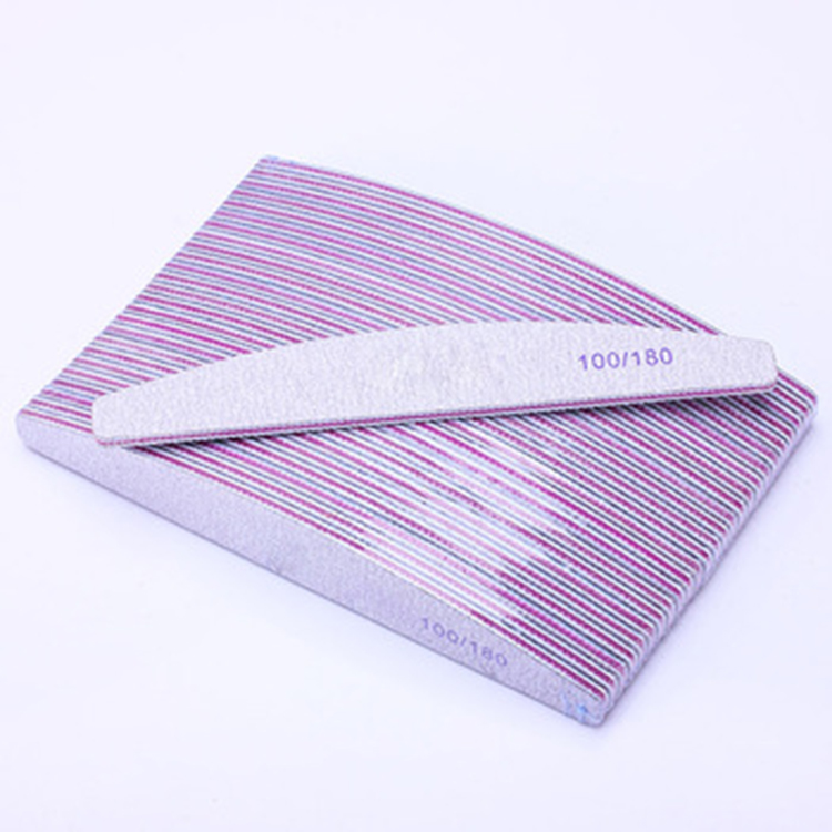 Wholesale Half Moon Zebra Disposable Custom Printed 100/180 Grit Nail File Professional Japan Sandpaper Nail Files